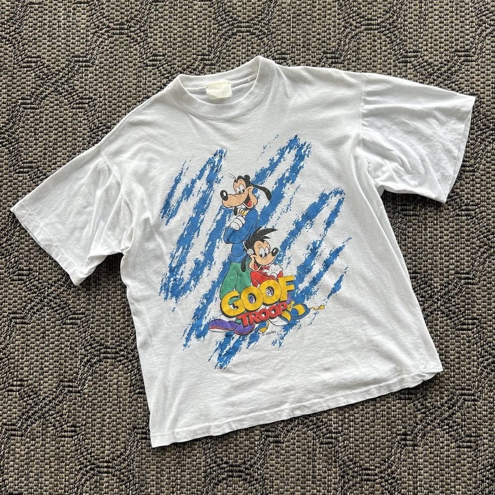 Vintage Goof Troop Shirt Men's Medium White Disney Goofy Movie 90s Single Stitch